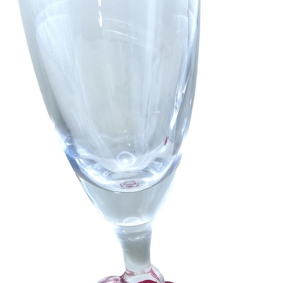 Pair Of Stölzle Lausitz Champagne Flutes With Red Heart Stems - Picture 7 of 9